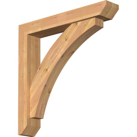 Ekena Millwork Thorton Slat Smooth Bracket w/ Offset Brace, Western Red Cedar, 5 1/2"W x 32"D x 32"H BKT0604X32X32THR06SWR